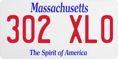 MA license plate 302XL0
