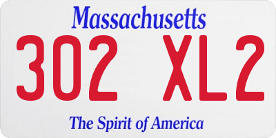 MA license plate 302XL2