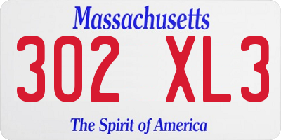 MA license plate 302XL3