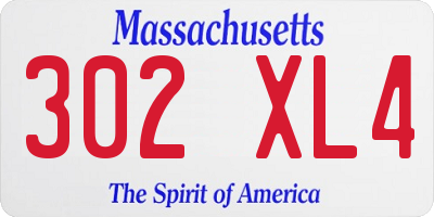 MA license plate 302XL4