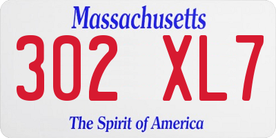 MA license plate 302XL7