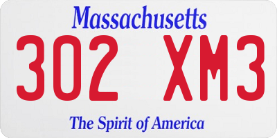 MA license plate 302XM3