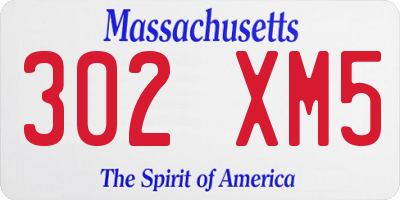 MA license plate 302XM5