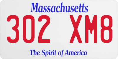 MA license plate 302XM8