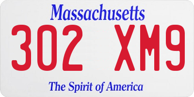MA license plate 302XM9