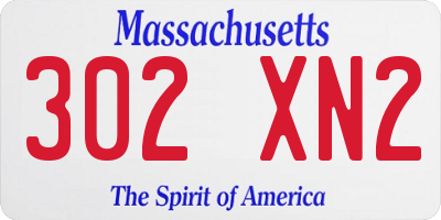 MA license plate 302XN2