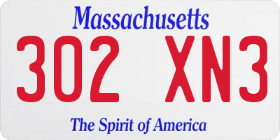 MA license plate 302XN3