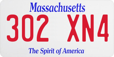 MA license plate 302XN4