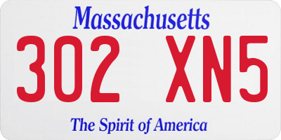 MA license plate 302XN5