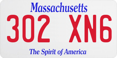 MA license plate 302XN6