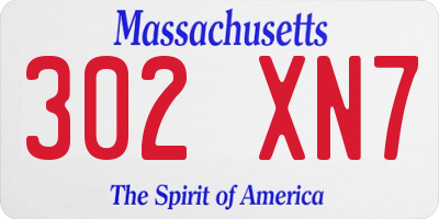 MA license plate 302XN7