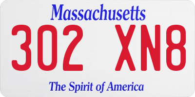 MA license plate 302XN8