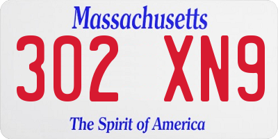 MA license plate 302XN9