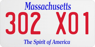 MA license plate 302XO1
