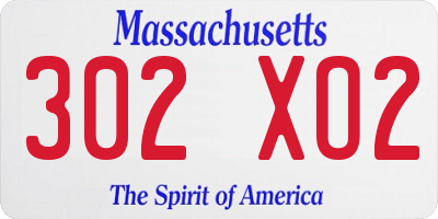 MA license plate 302XO2