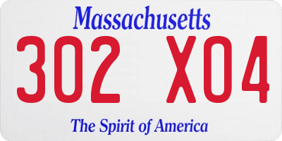 MA license plate 302XO4