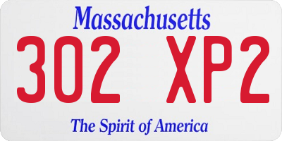 MA license plate 302XP2