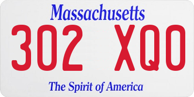 MA license plate 302XQ0