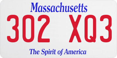MA license plate 302XQ3