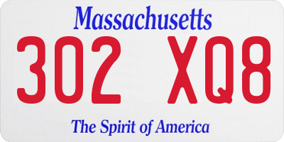 MA license plate 302XQ8