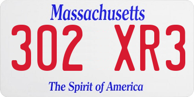 MA license plate 302XR3
