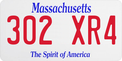 MA license plate 302XR4