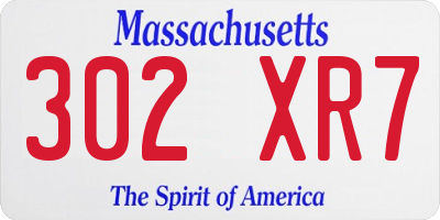 MA license plate 302XR7