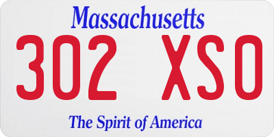 MA license plate 302XS0