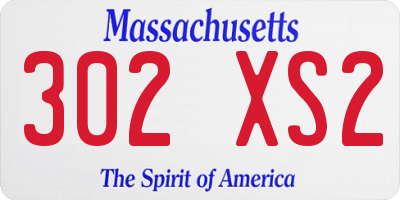 MA license plate 302XS2