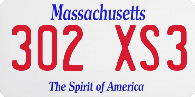 MA license plate 302XS3
