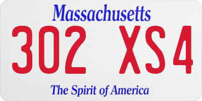 MA license plate 302XS4