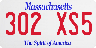 MA license plate 302XS5