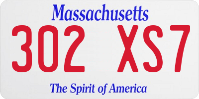 MA license plate 302XS7