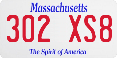 MA license plate 302XS8
