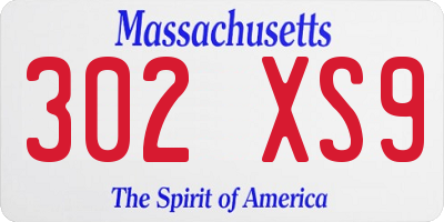 MA license plate 302XS9