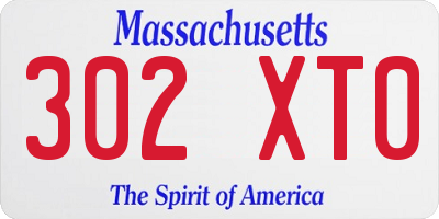 MA license plate 302XT0