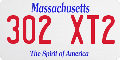 MA license plate 302XT2