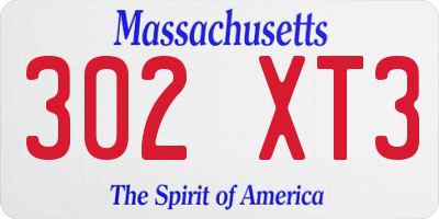MA license plate 302XT3