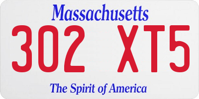 MA license plate 302XT5