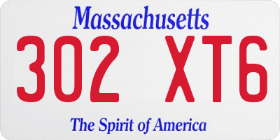 MA license plate 302XT6