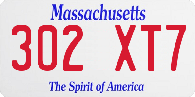 MA license plate 302XT7