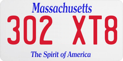 MA license plate 302XT8