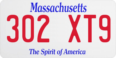 MA license plate 302XT9