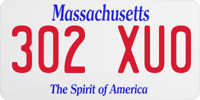 MA license plate 302XU0
