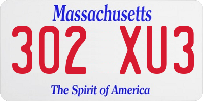 MA license plate 302XU3