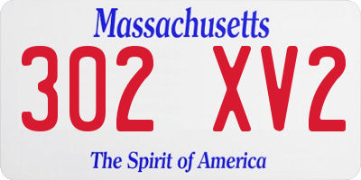 MA license plate 302XV2