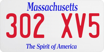 MA license plate 302XV5