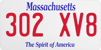 MA license plate 302XV8