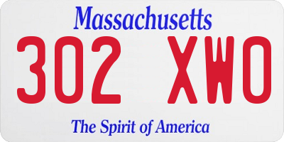 MA license plate 302XW0