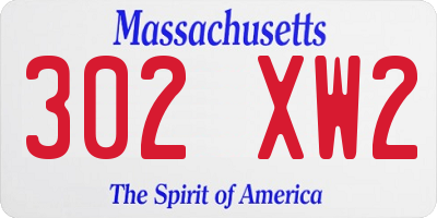 MA license plate 302XW2